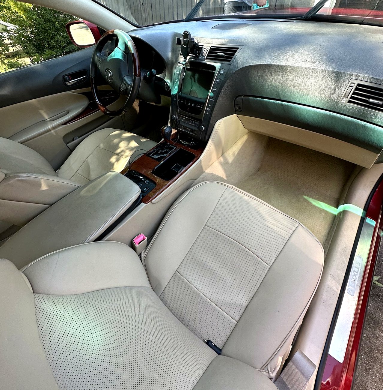 Cream leather Lexus interior cleaned and conditioned
